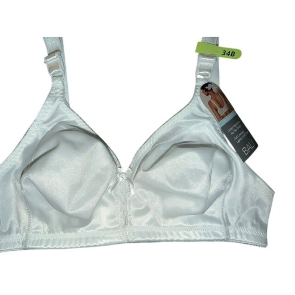Bali 3820 Cool Comfort Wireless Full Coverage Bra White 34B Front Adjust Straps